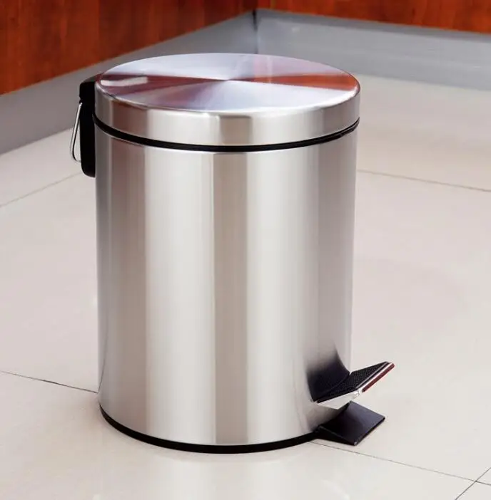 Indoor Nickel Garbage Bin Foot Pedal Bin Matt Finished Trash Can Stainless Steel Storage Bucket 40 Days After Order Confirmed