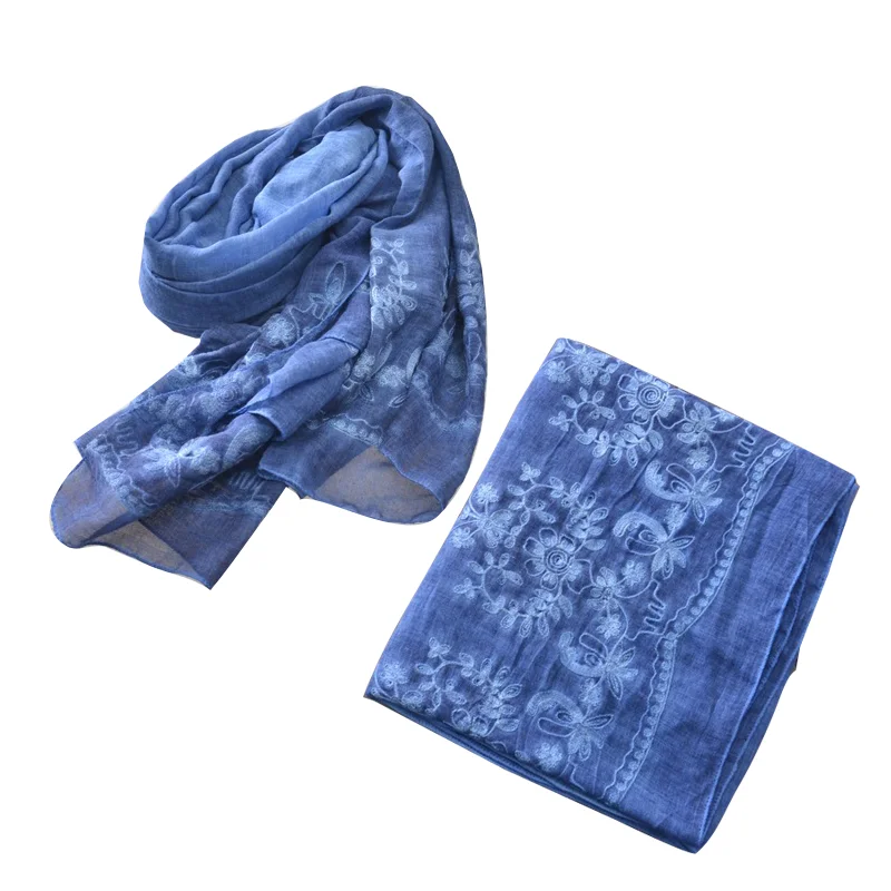 Gorgeous Muslim Scarves 190-90cm High Quality Embroidery Flower Hijabs