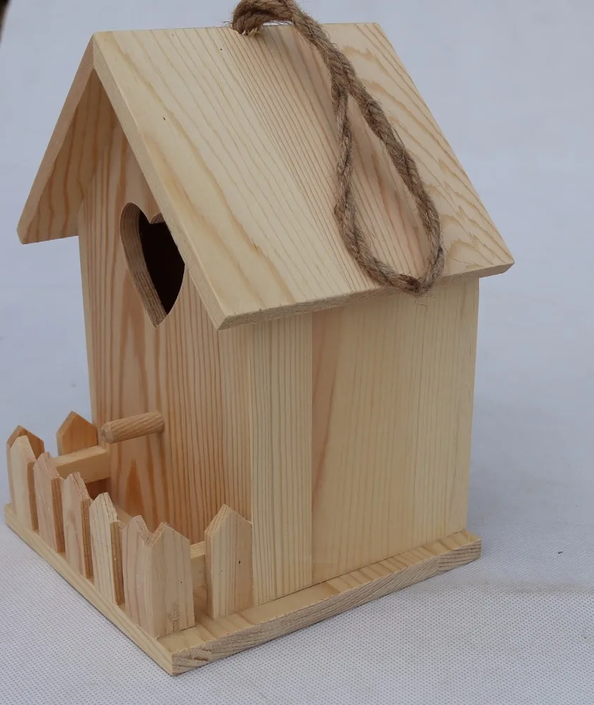 Pet cages decoration hot stamping logo hot stamping logo of wooden birdhouse hot stamping logo wooden house for pet