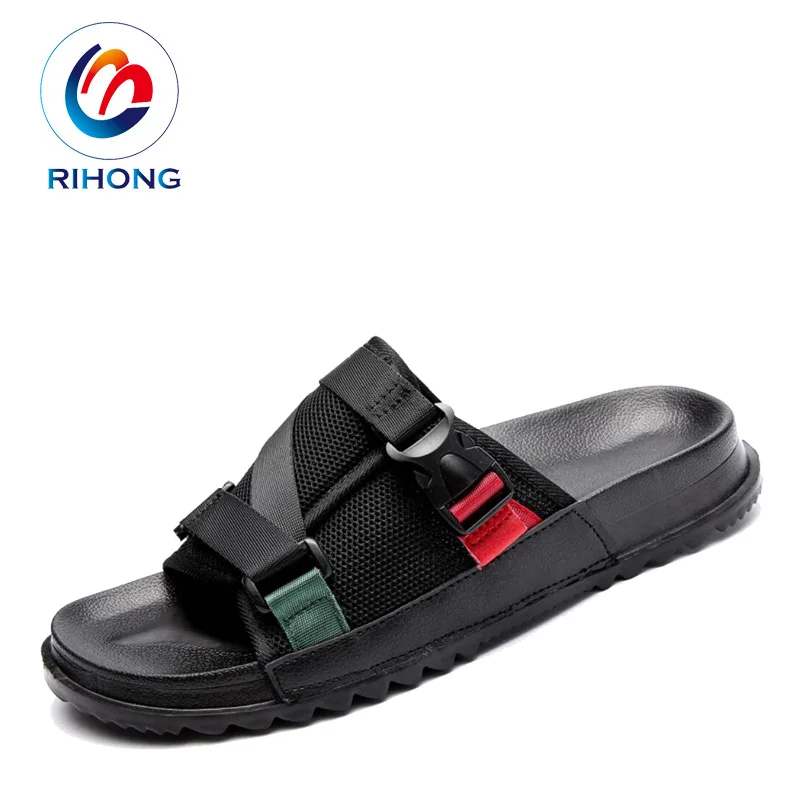 hot selling popular plain black eva pu designer sole wholesale cheap men room slipper