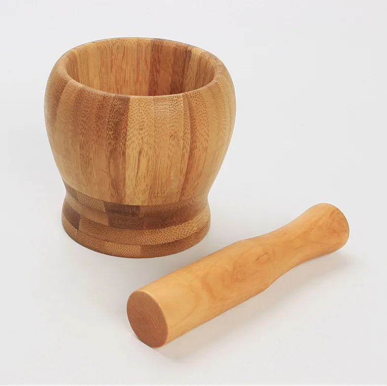 Natural bamboo mortar and perstle