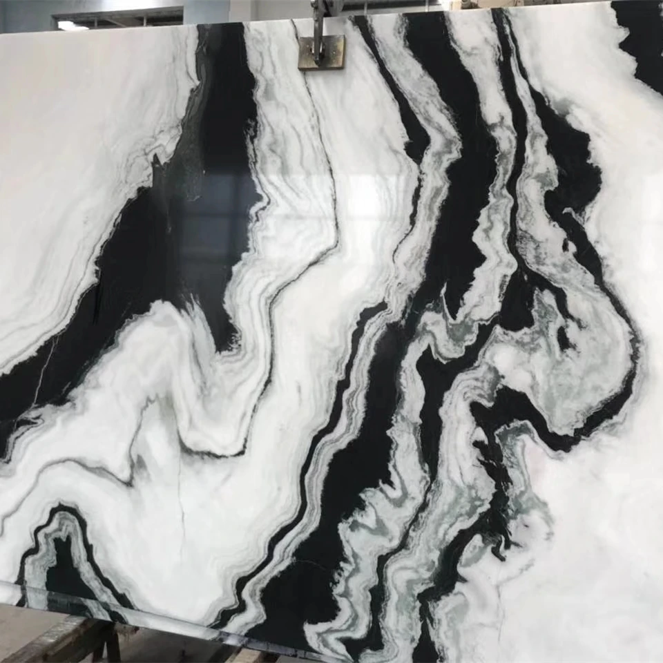 wholesale natural polished exotic sichuan panda white marble big slabs for stone boarder