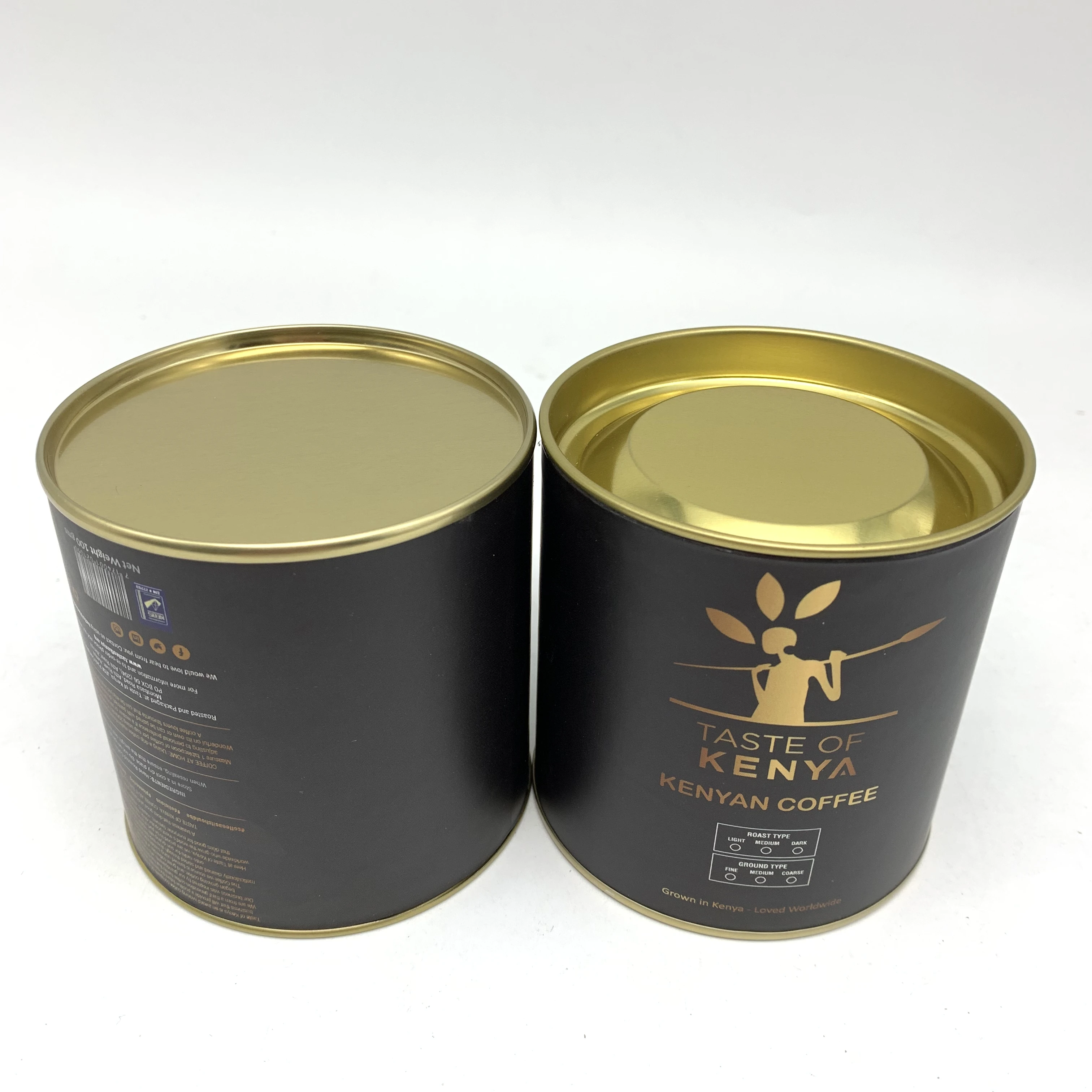 Круглая Бумажная кофейная коробка размером 125 г с металлической заглушкой