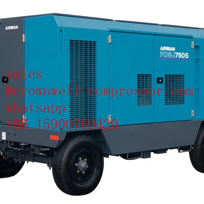 PDSJ750S-4B2 AIRMAN portable screw compressor Trailer High Pressure series ENGINE MITSUBISHI 2 stage pressure switching