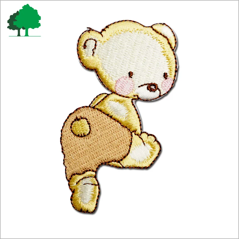 Прямая Фабрика Пользовательские Высокое Качество Дешевые медведь вышитые патч для одежды Медведь