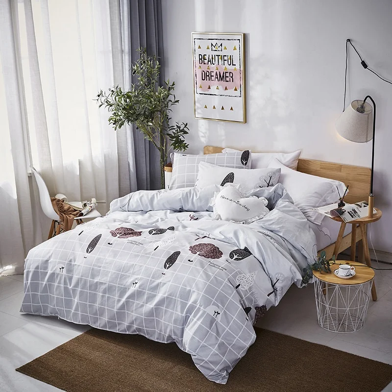 
high quality Aloe cotton print bed sheet luxury warm modern quilt cover 