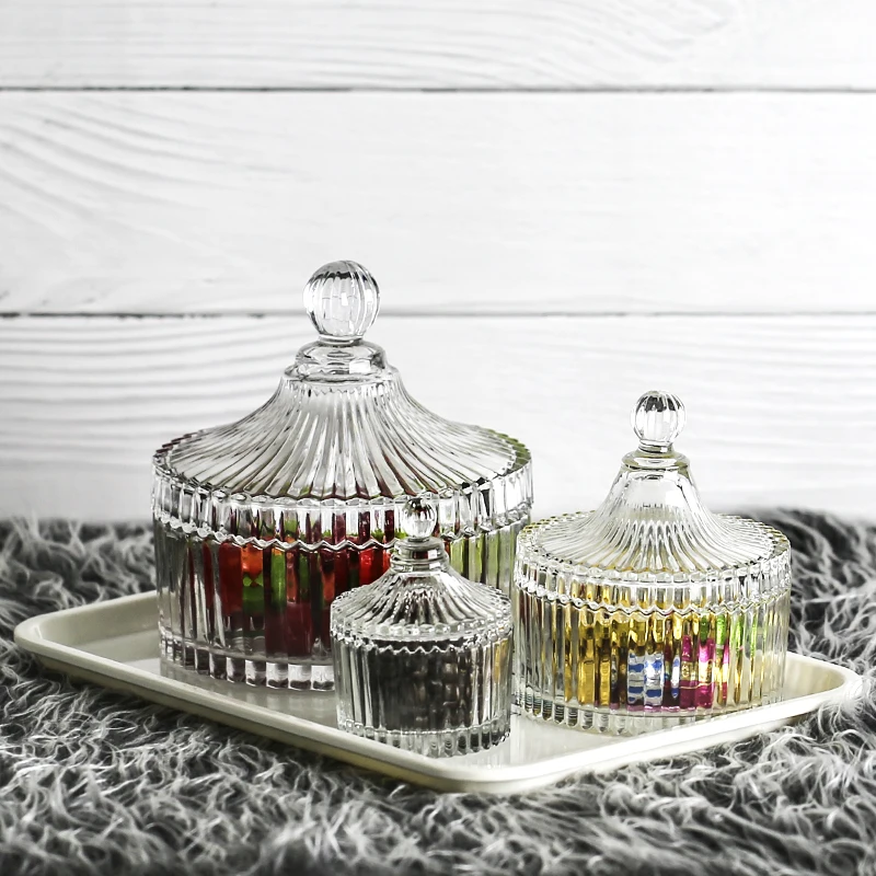 Wholesale Candy Jar Fashion Shape Glass Bowl Storage Pot Storage With Lid