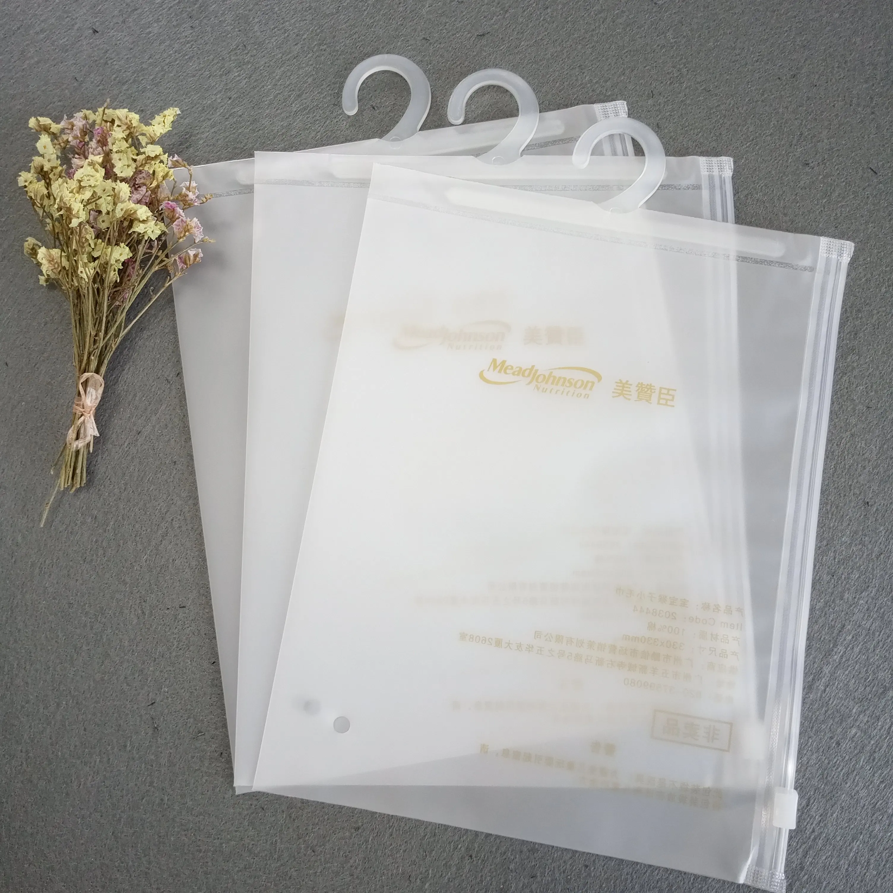 Custom logo printing smell proof zipper  lock plastic bag zipper bag with hanger hook for shoes packaging