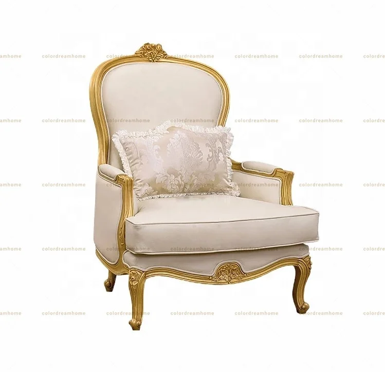 gold color antique French fabric upholstery sofa set velvet fabric for sofa