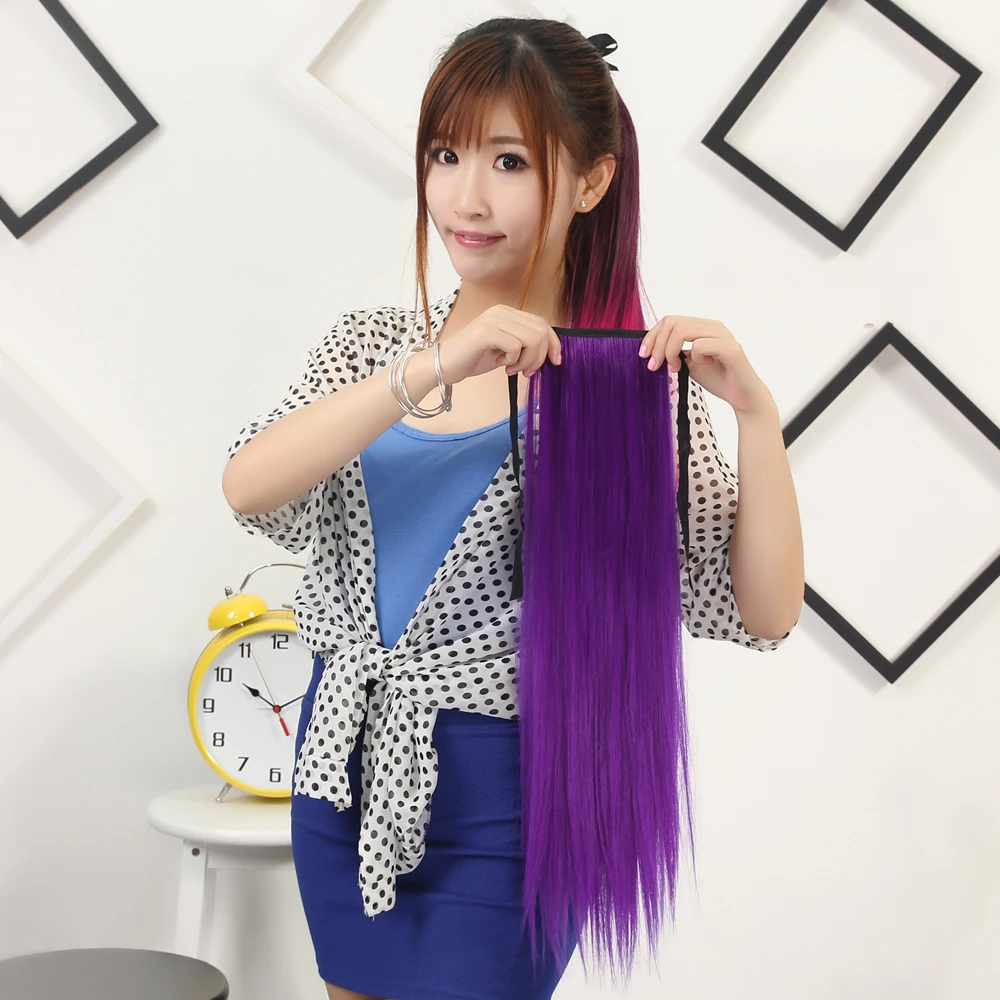 Hot sell hair accessories ponytail hair natural for women straight tried ponytail  bone straight ponytail