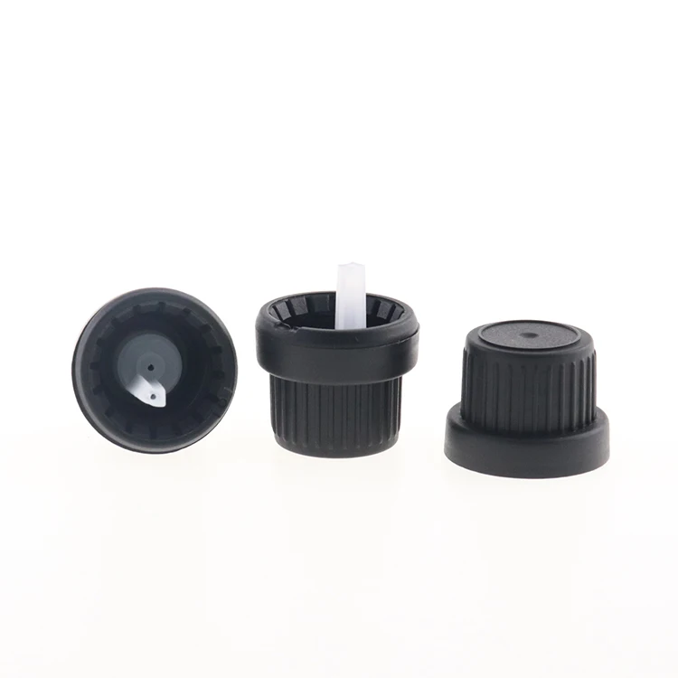 Tamper evident plastic child black resistant dropper cap 18mm with plastic dropper stopper