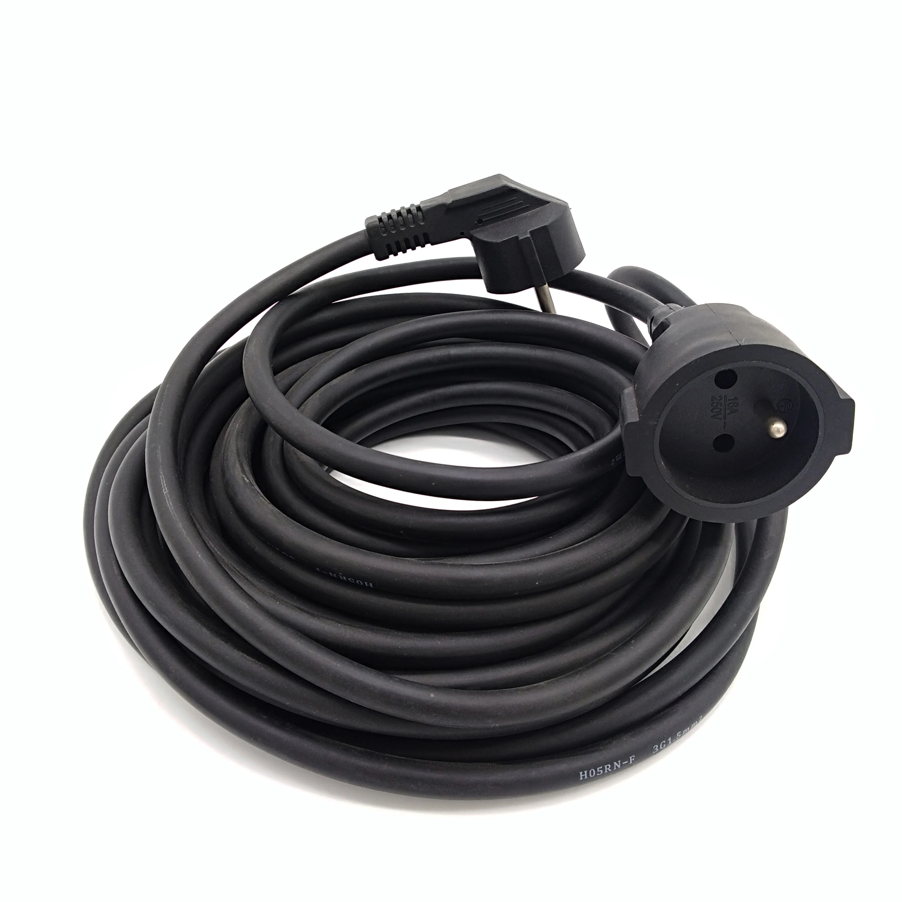 
French European typle 3 pin 16A 250V power cable rubber materials 