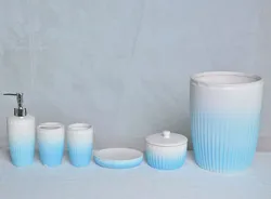 JIASHUN Bathroom Accessories Set 6 pcs Gift set Tumbler Toothbrush cup soap dish soap dispenser waste Bin toothbrush holder