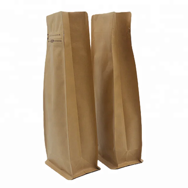 Handle Hole Top Gravures Printed  Recyclable Kraft Paper Square Bottom Plastic Bag