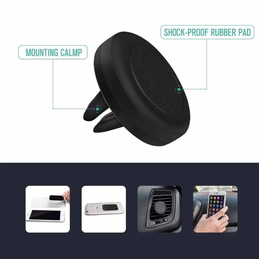 
Amazon best selling Universal Air Vent Magnetic Car Phone Holder Mount with Fast Swift-Snap Technology for Smartphones and Mini 