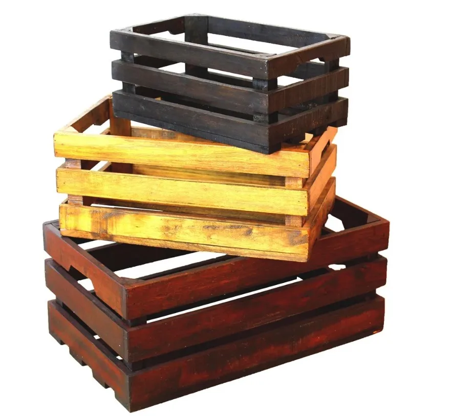 
Vintage Country Chic Rustic Style Decorative Storage Wooden Crates with 3 different color for Floral Arrangements Gardening 