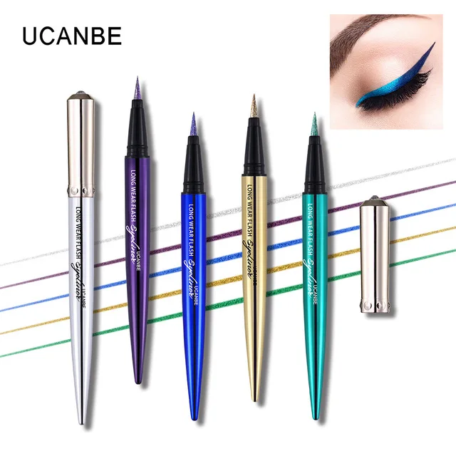 UCANBE Diamond Glitter Eyeliner Pencil Long Wear Flash Eye Liner & Eye Shadow Makeup Silky Smudge-proof Eyeliner Gold Shimmer