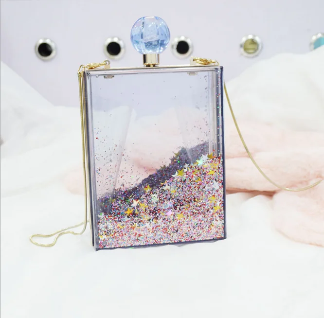 Wholesale alibaba acrylic sequins liquidsand acrylic clutch evening bag