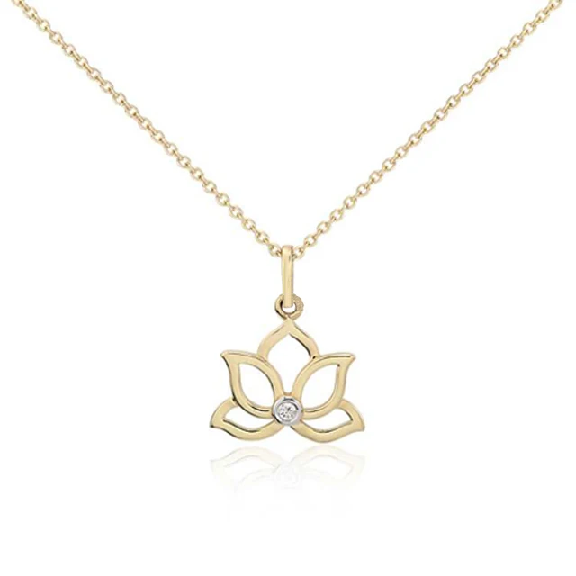 Wholesale Jewelry Mini Lotus Shape Diamond Pendant Charm Necklaces Sterling Silver 925 Jewellery Women Fashion Accessories