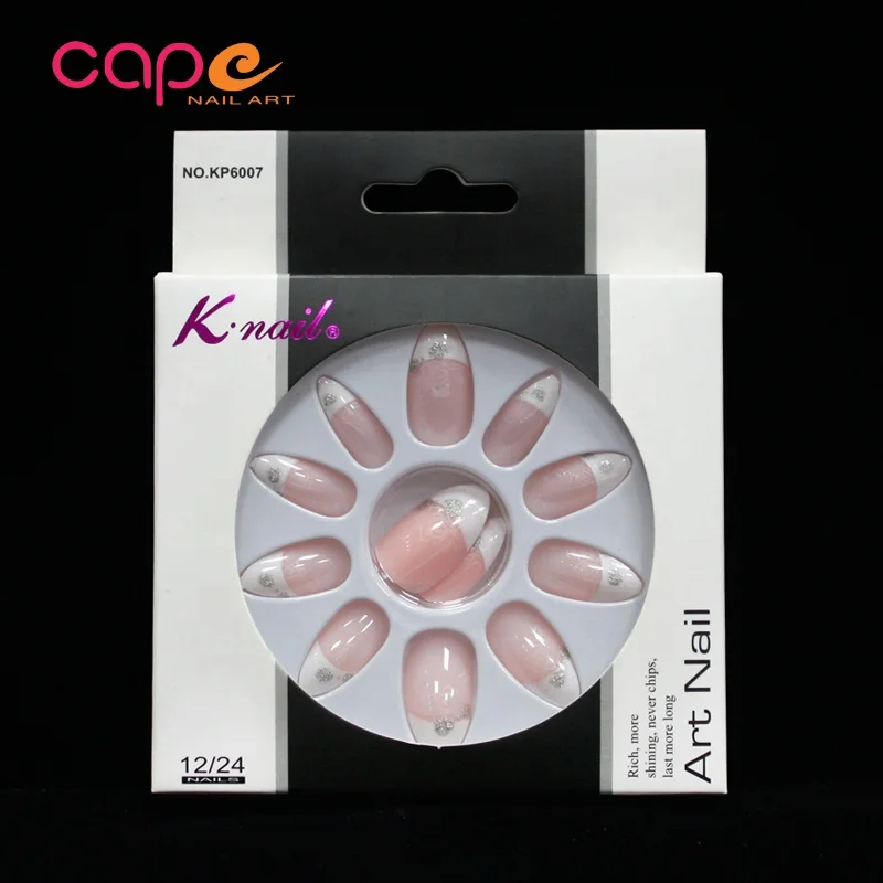 Knail Brand French Lady Styles Glitter Pink Plastic Finger Tips