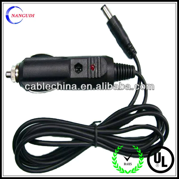 car cigarette lighter power cable for laptop, male to male cigarette lighter cable, plug to dc plug cable