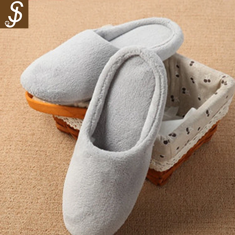 S&J High Quality White Plush Hotel Spa Indoor Disposable cheap hotel slippers