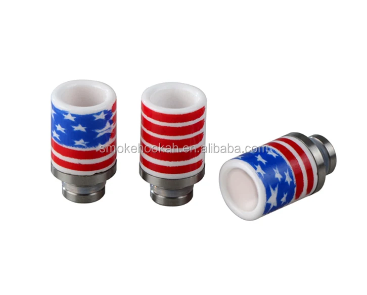 Design 510 ceramic SS vape drip tip American flag/skull printing