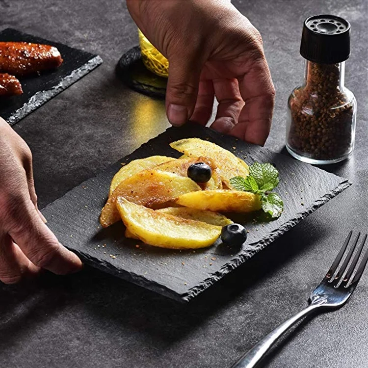 Natural black slate plate cake slate dinner plate rectangle plate slate board