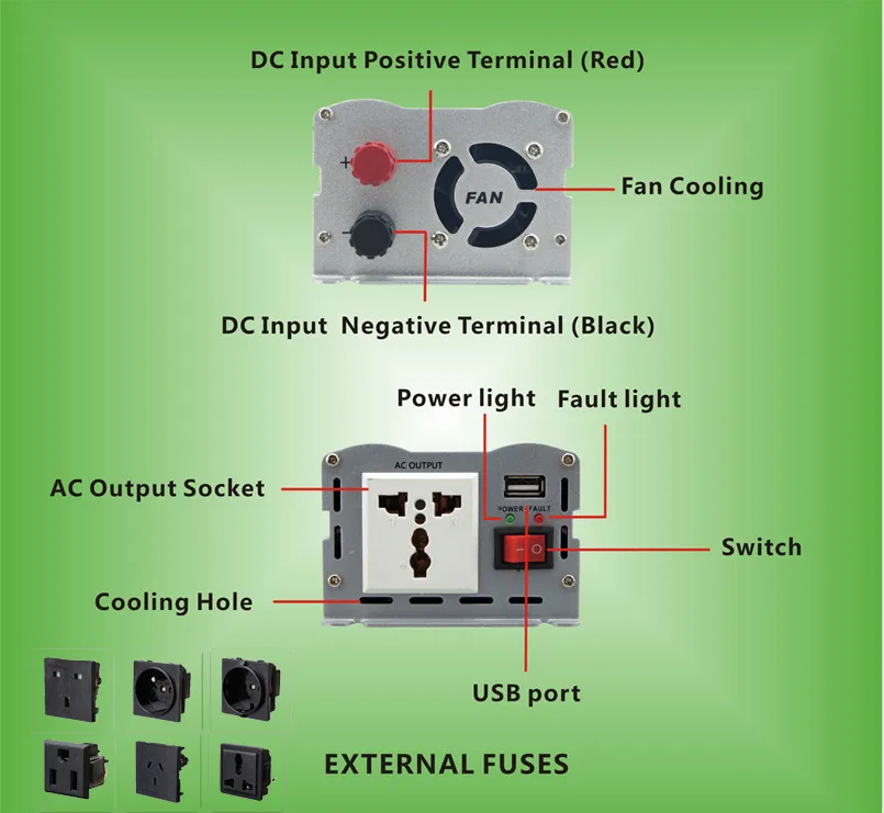 Inverter 12V 220V 500W DC to AC Inverter Car Inverter 24V to 230V
