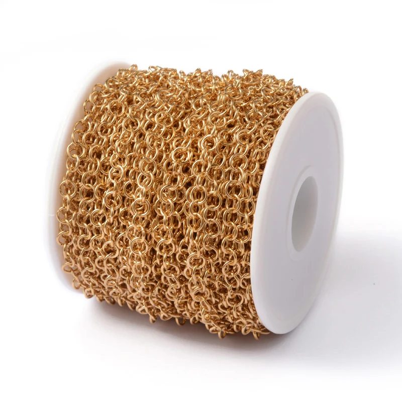 Золотые роликовые цепи из нержавеющей стали PandaHall 5 мм 304 с катушкой