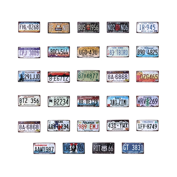 
Custom home decoration vintage metal tin signs european car number plate 