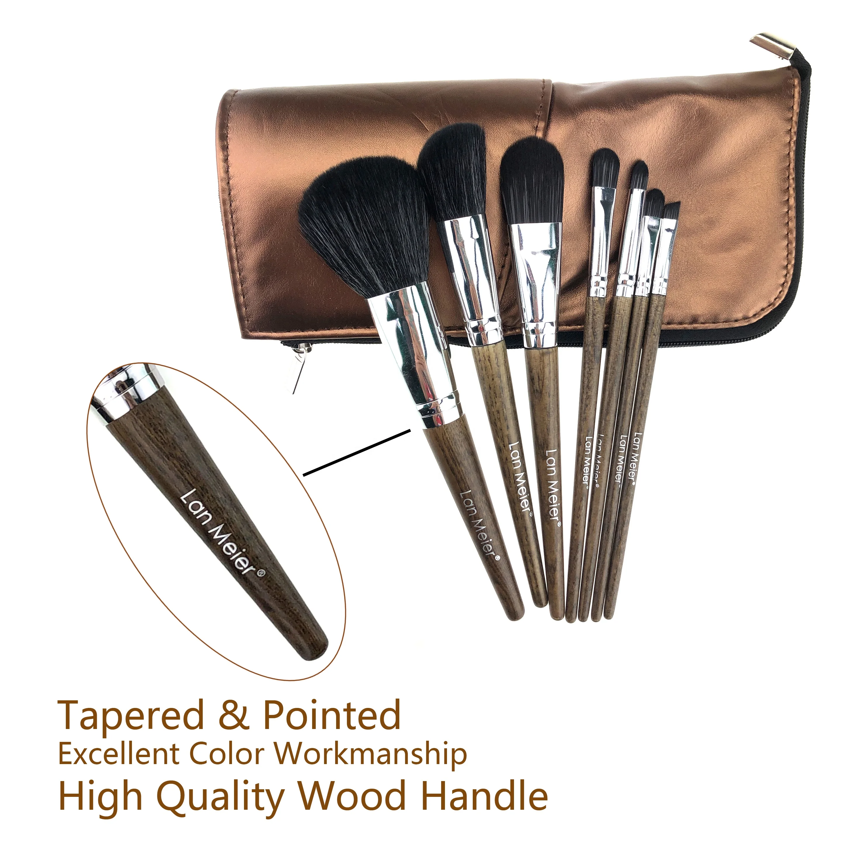 Профессиональный Логотип Женская портативная художественная искусственная веганская индивидуальная Кисть для макияжа Высокое качество для путешествий Профессиональный с сумкой набор кистей для макияжа