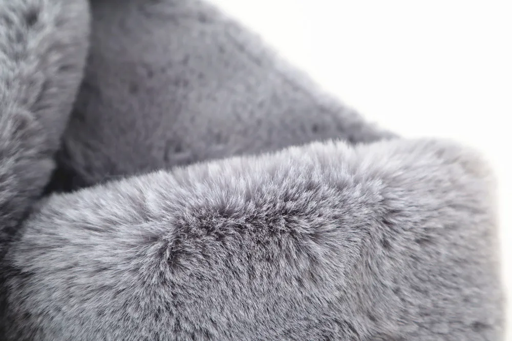 faux fur Wrap Women Kids with Fur Infinite Faux Fur Pom Pom trim collar furry neck warmer and scarf