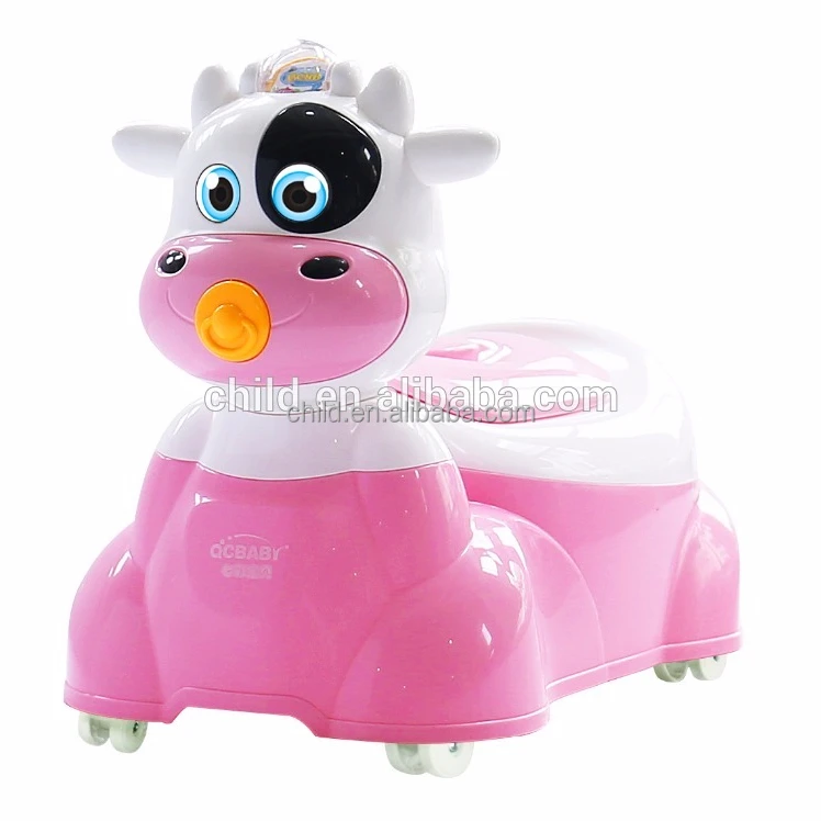 
PP musical baby potty with wheels,portable toilet with lid 