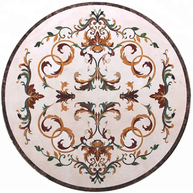 Royal Round Wooden Laminate Flooring Medallions With Art Parquet Border