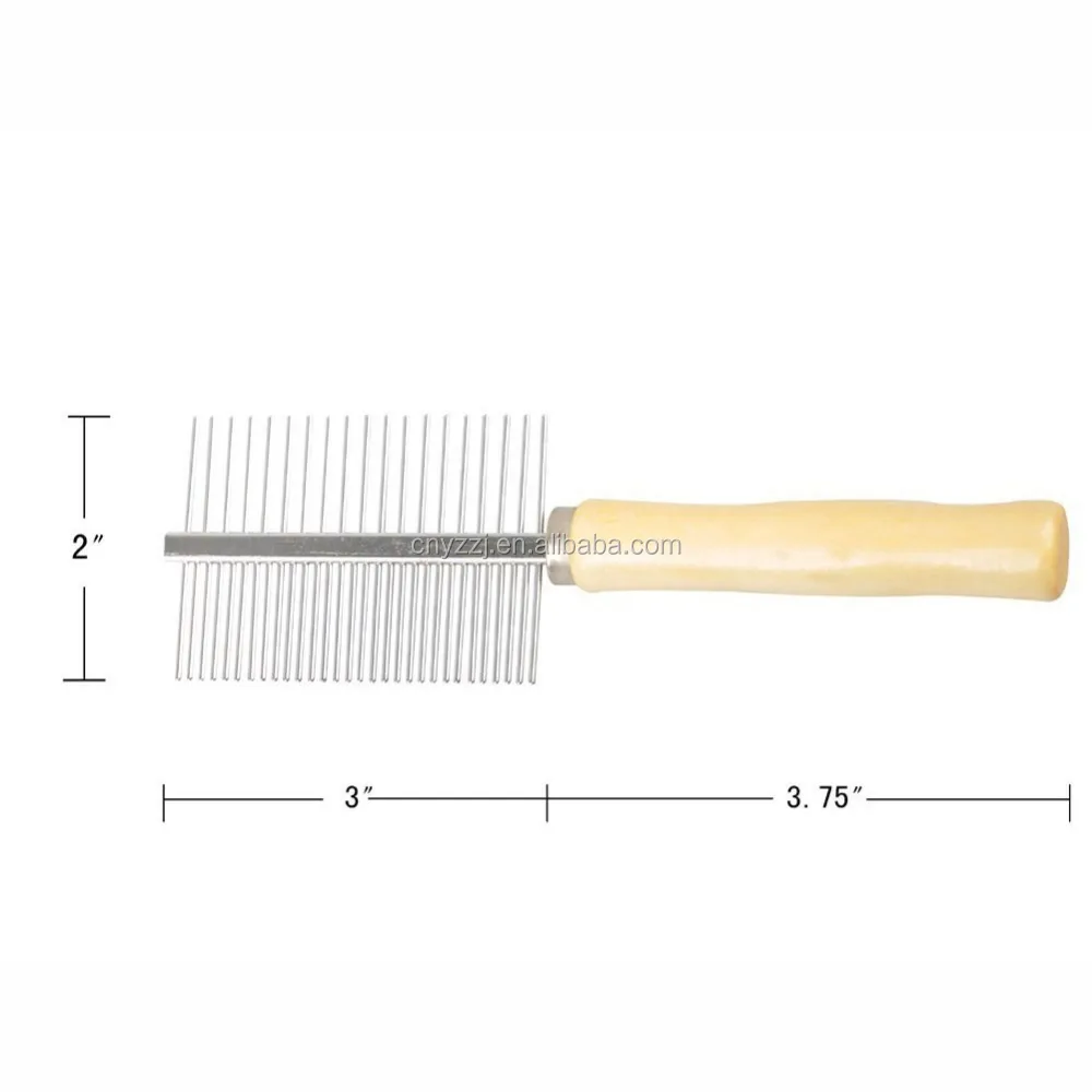 3 pc Pet Grooming Set Dog Brush Kit Pet Beard and Hair Brush Comb with Wooden Handle