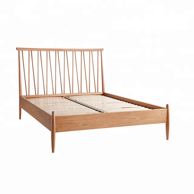 Hot Sale French Low Foot Board Solid Oak Upholstered Bed For Bed Room