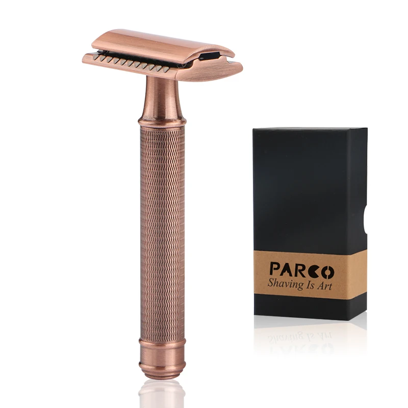 
PARCO traditional design high quality mens copper metal handle double edge 3 pieces shaving safety razor 