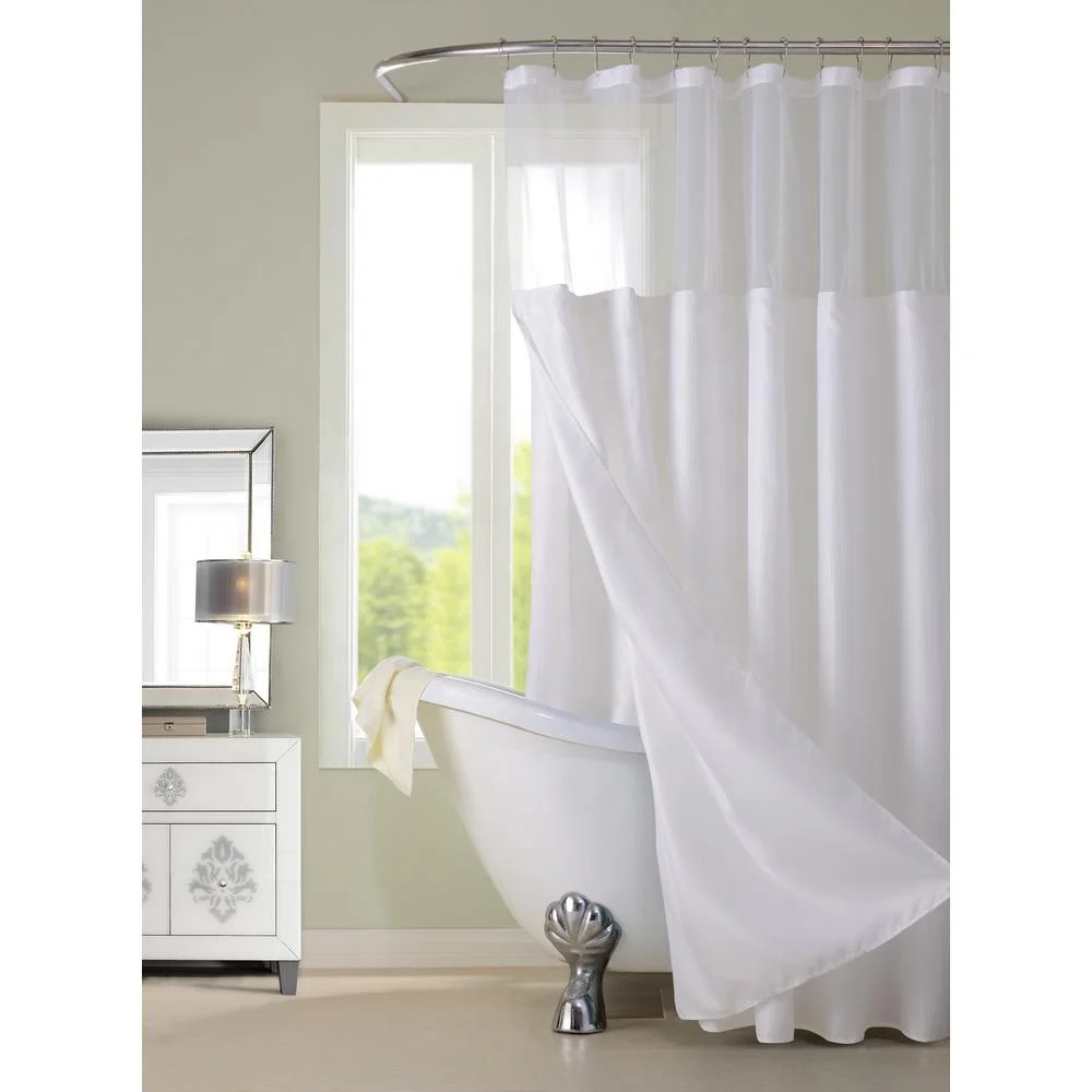 Wholesale designer white printed PEVA hotel bath shower curtains