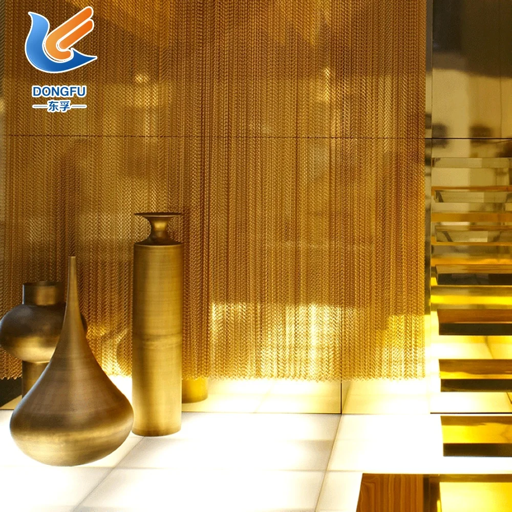 Decorative Mesh Chain Mail Curtain / Decorative Aluminum Metal Mesh Curtain / Metal Coil Drapery