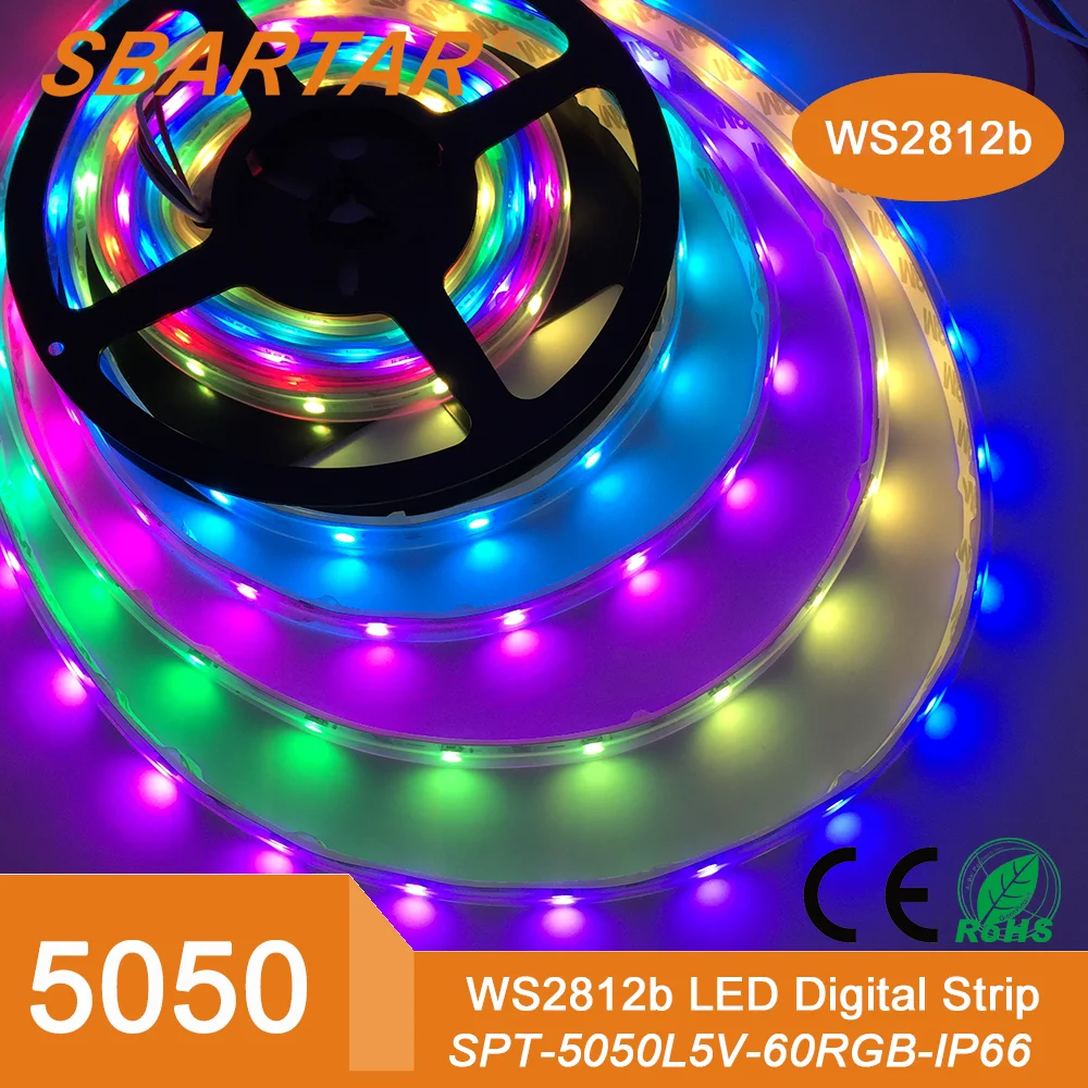 5 В Гибкая 5050 WS2812B Мечта Цвета СВЕТОДИОДНЫЕ Ленты Освещение Лента Лента