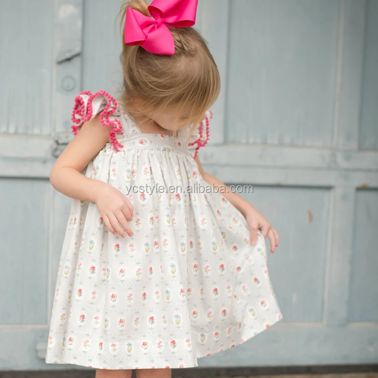 baby girl clothes smock dresses for summer holiday,boutique frilly sleeve with backless dress for toddler girl