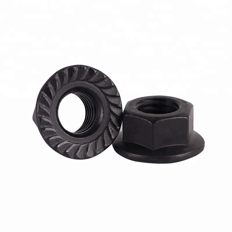 M4 M6 M16 Black Oxide Carbon Steel Hex Flange Nut DIN6923