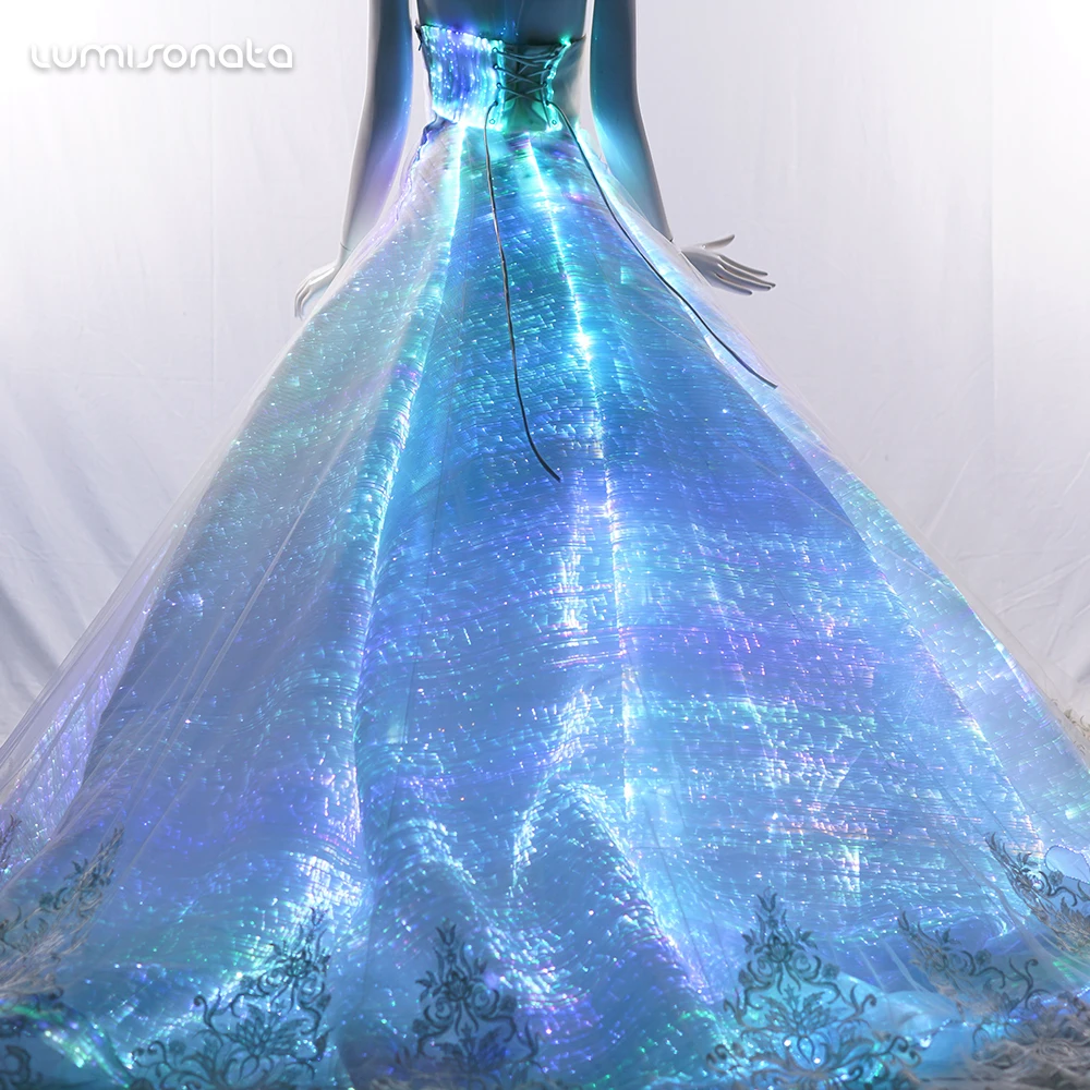 Новинка 2019 года платье из оптоволокна со светодиодными лампочками для выпускного вечера