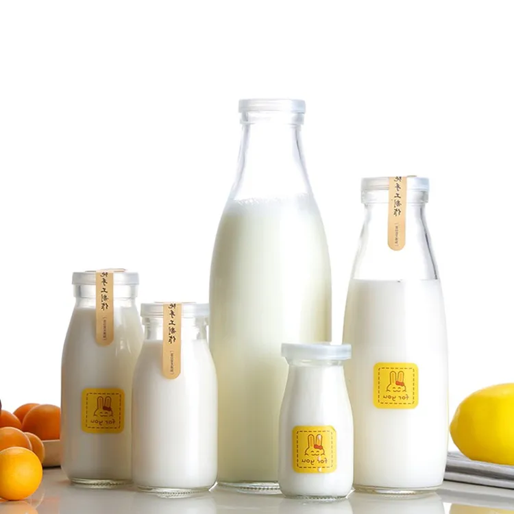 Supplier Empty 100ml-1000ml Milk Glass Bottle With Plastic Cap