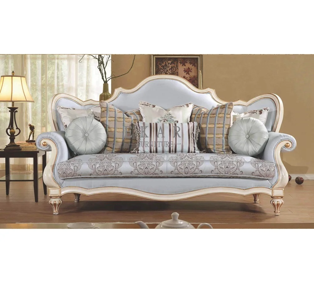 Европейские классические Французский Резные 3 Seater античный кожаный диван дизайн
