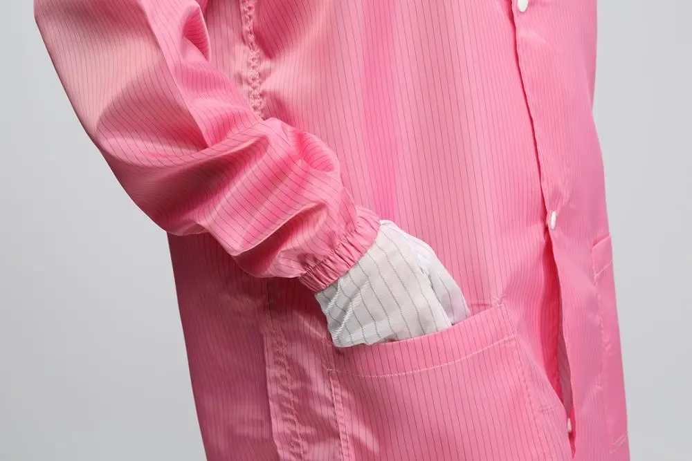 OEM 5mm stripe Polyester Cleanroom Use antI-static coverall anti-static ESD lab coat