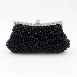 Factory direct wholesale brand new two-sided pearl elegant  handmade beaded evening clutches for lady party banquet wedding prom
