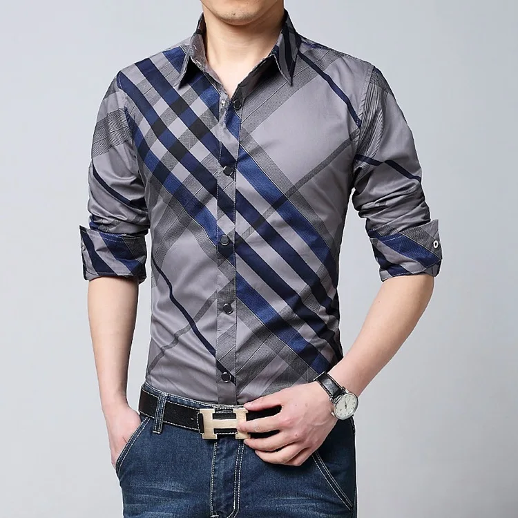 Compra Rojo blanco camisa a cuadros de los hombres online