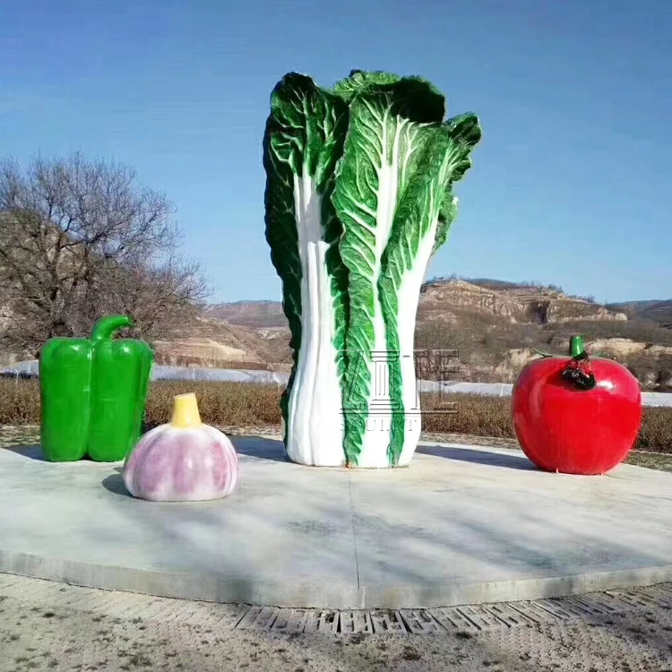 Outdoor giant resin vegetable fiberglass chinese cabbage sculpture